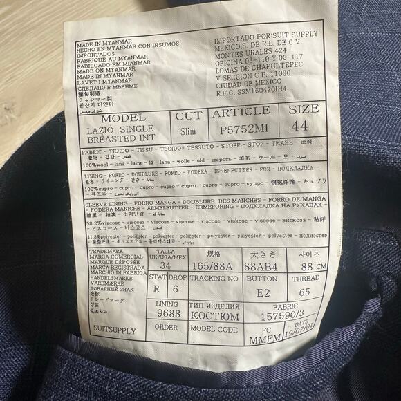 Suitsupply Italian Wool Lazio Sport Coat | Blue | Men’s Size 34 - Picture 5 of 9